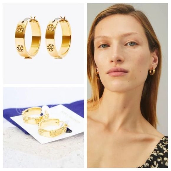 Tory Burch Jewelry Nwot Tory Burch Gold Miller Raised In Hoop